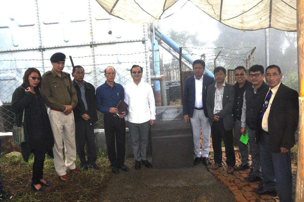 Hon'ble Minister PHED Jacob Zhimomi at the Commissioning of Water Supply at Wokha on 12th Oct 2018 with the various stakeholders
