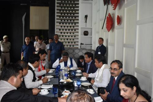 Hon'ble minister Shri. Jacob Zhimomi, GoN, having lunch with Hon'ble Union Minister of Electronics & Information Technology and Law &Justice, Hon'ble Chief Minister's of Northeastern States & officials from both Central and State Government.